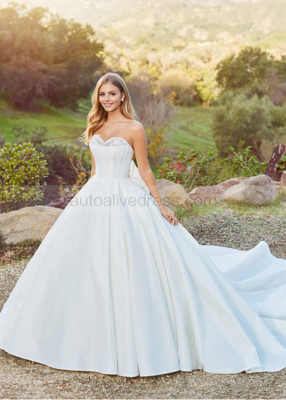 Beaded Sweetheart Neck Strapless Silky Shantung Wedding Dress